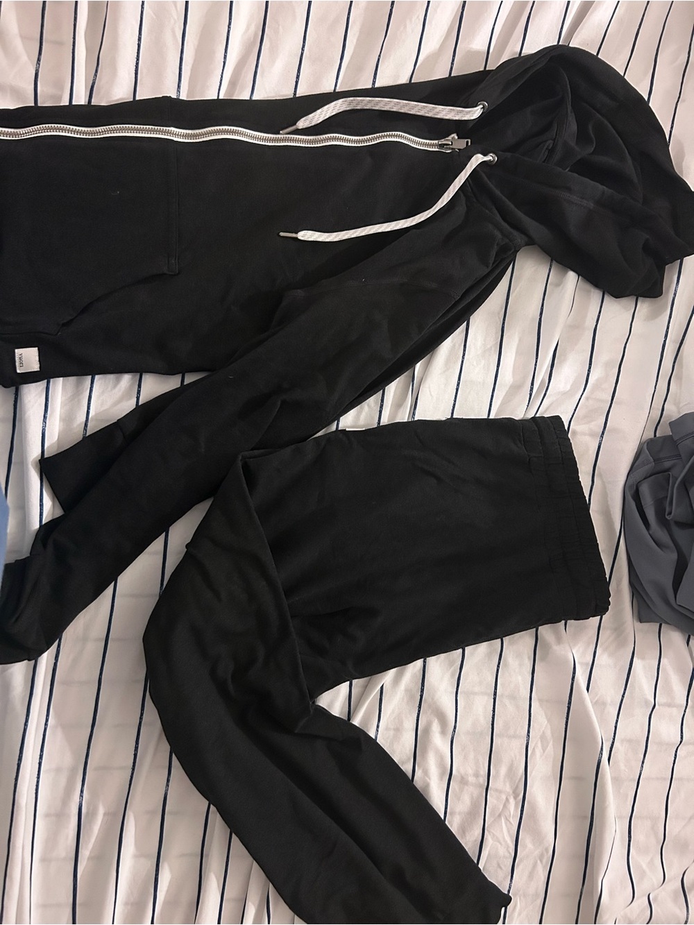 Vuori Black Zip Hoodie with Contrast Label